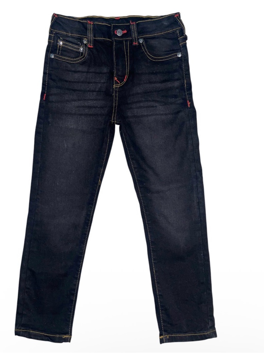 True Religion Toddler Dark Blue Slim Straight Jeans with Contrast Stitching